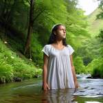 **Image Prompt 1: The Awakened Steward**
    A solitary figure, bathed in soft, ethereal light, stands contemplatively amidst a lush, vibrant natural landscape – perhaps gently cupping water from a clear mountain stream or tenderly touching the earth of a flourishing garden. The expression on their face is one of deep connection, reverence, and newly found understanding. The image subtly conveys a personal "ecological conversion," highlighting the spiritual reinterpretation of humanity's role from dominator to humble custodian (*custodire*), emphasizing the intrinsic value of creation as a divine gift. The atmosphere is serene, hopeful, and deeply personal, reflecting a profound internal shift.