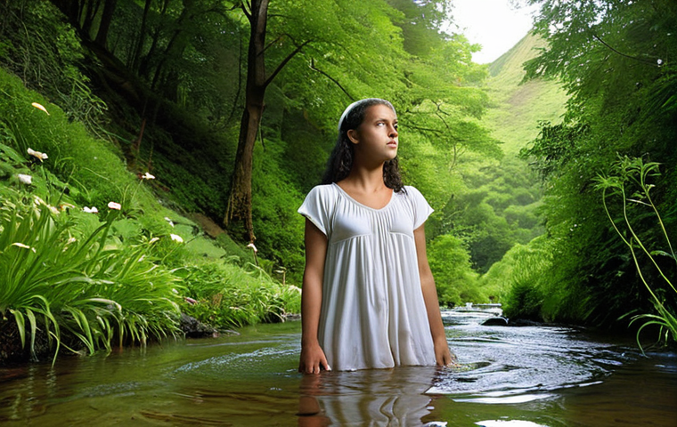 **Image Prompt 1: The Awakened Steward**
A solitary figure, bathed in soft, ethereal light, stands contemplatively amidst a lush, vibrant natural landscape – perhaps gently cupping water from a clear mountain stream or tenderly touching the earth of a flourishing garden. The expression on their face is one of deep connection, reverence, and newly found understanding. The image subtly conveys a personal "ecological conversion," highlighting the spiritual reinterpretation of humanity's role from dominator to humble custodian (*custodire*), emphasizing the intrinsic value of creation as a divine gift. The atmosphere is serene, hopeful, and deeply personal, reflecting a profound internal shift.