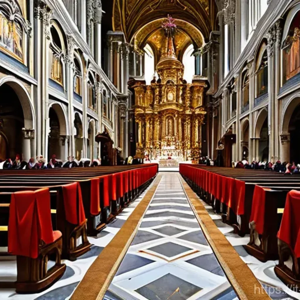 기독교 예배 방식 - **A Solemn Roman Catholic Mass in a Historic Italian Cathedral**
An intricately detailed image c...