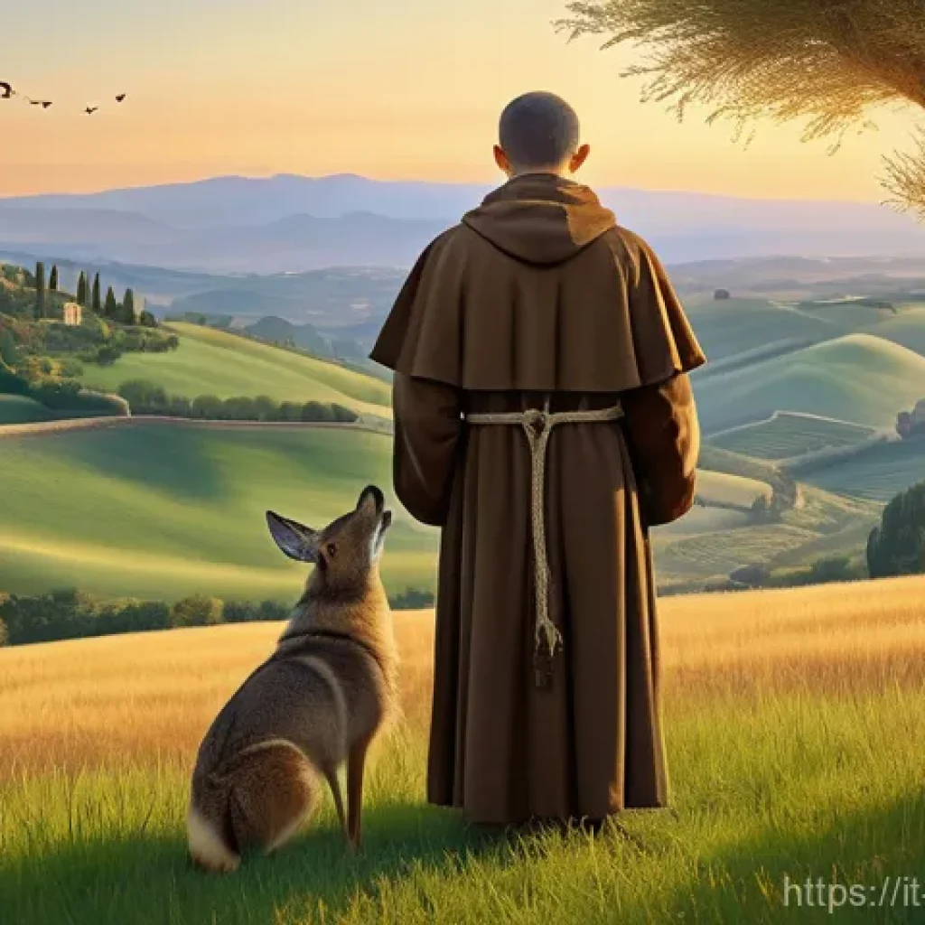 기독교의 성인 전통 - **St. Francis of Assisi's Gentle Connection with Nature:**
    A serene and contemplative St. Franci...