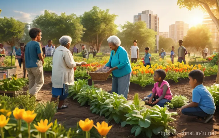 기독교의 종말론 - **Prompt:** A serene and hopeful scene depicting a diverse group of people, including adults and chi...