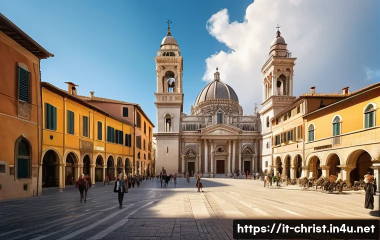유대교와 기독교 - **Historic Italian Coexistence:**
    "A picturesque, highly detailed artistic rendering of a histor...
