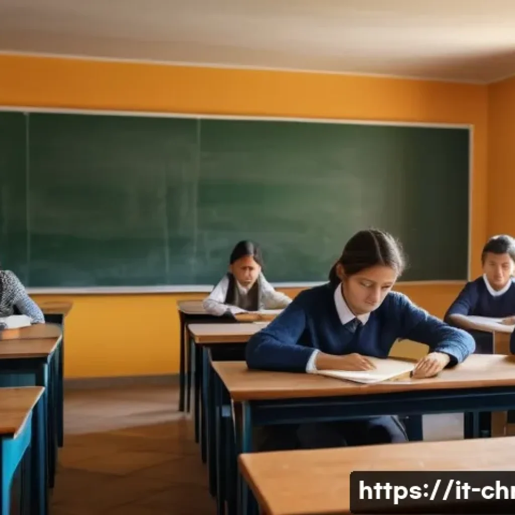기독교와 교육 선교 - A serene classroom scene in an Italian school where diverse students engage in a collaborative group...