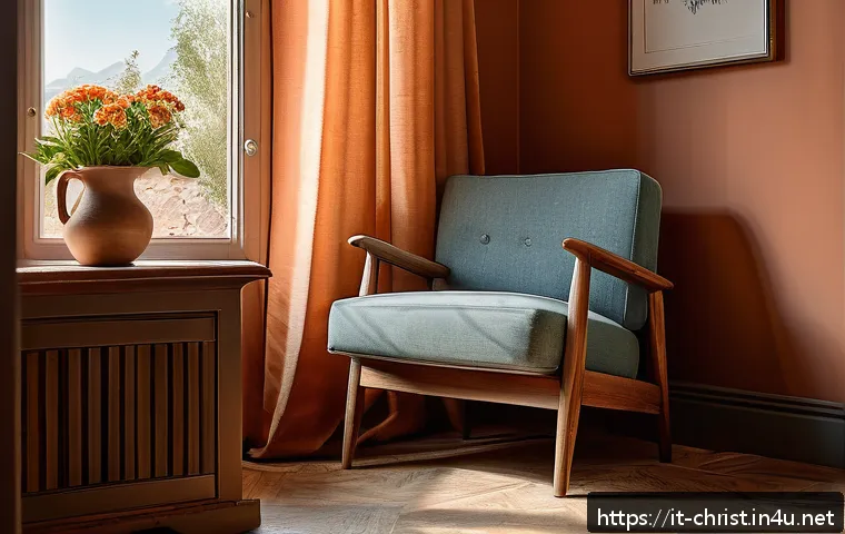 기독교와 독서 문화 - A serene reading corner in a cozy Italian home, featuring a comfortable armchair with warm, soft lig...